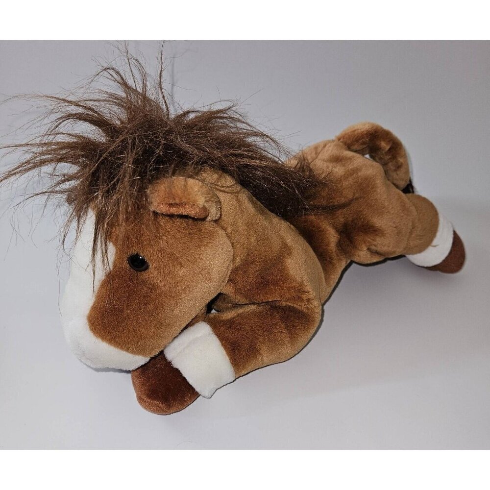 Russ Derby Brown White Horse Hand Puppet Plush 13" Long Stuffed Animal Toy